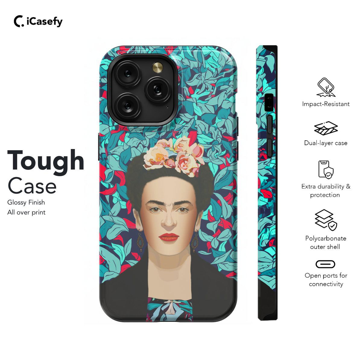 Frida Kahlo Portrait Feminism Surrealism Flower Floral Phone Case iPhone Samsung Pixel & More #10 - Image 5