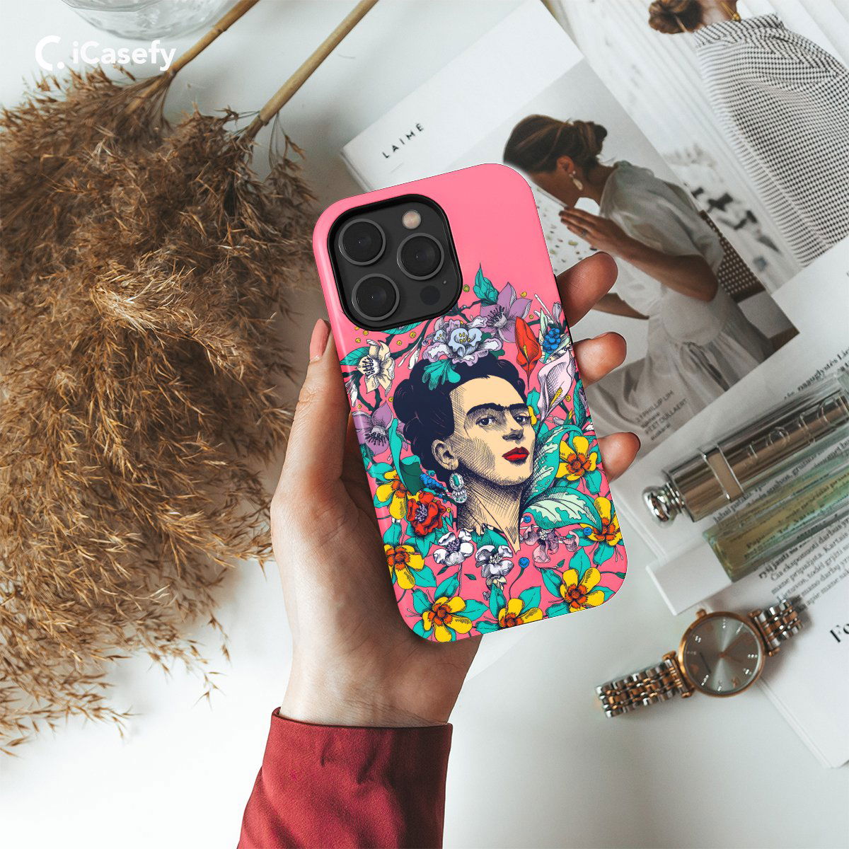 Frida Kahlo Portrait Feminism Surrealism Flower Floral Phone Case iPhone Samsung Pixel & More #7 - Image 2