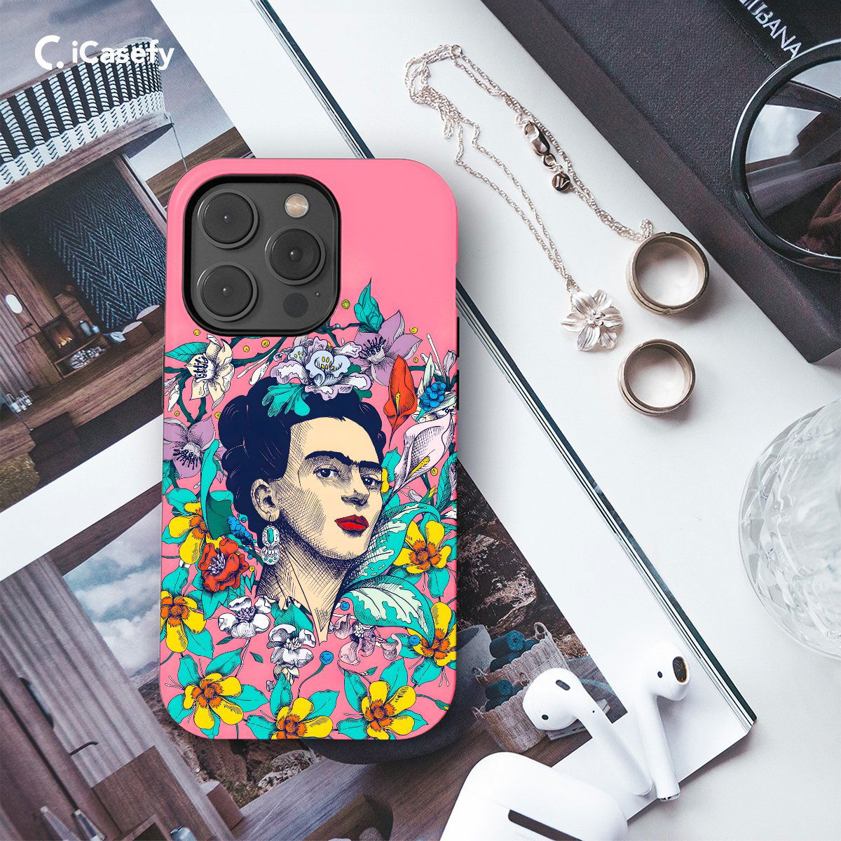 Frida Kahlo Portrait Feminism Surrealism Flower Floral Phone Case iPhone Samsung Pixel & More #7 - Image 3