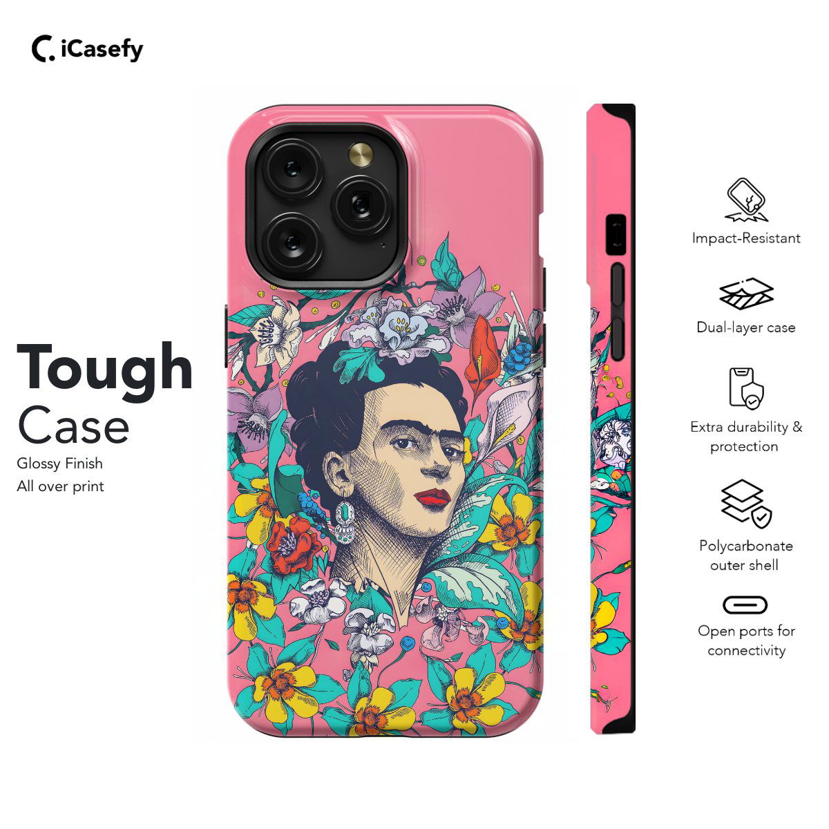 Frida Kahlo Portrait Feminism Surrealism Flower Floral Phone Case iPhone Samsung Pixel & More #7 - Image 5