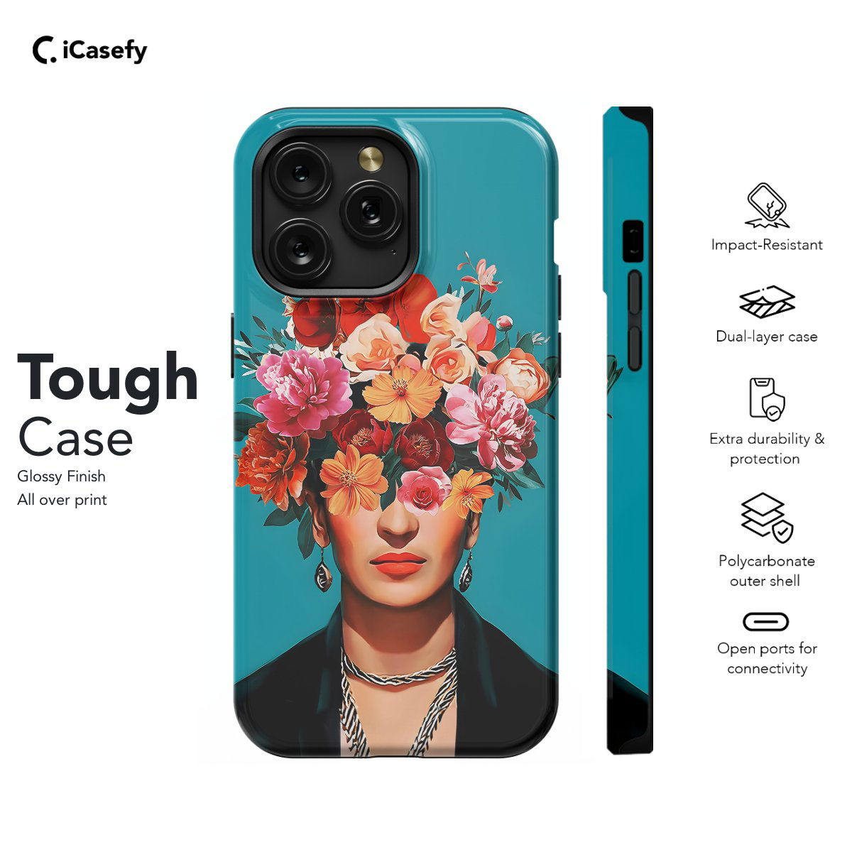 Frida Kahlo Portrait Feminism Surrealism Flower Phone Case iPhone Samsung Pixel & More - Image 5