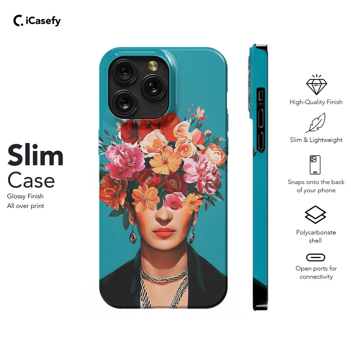 Frida Kahlo Portrait Feminism Surrealism Flower Phone Case iPhone Samsung Pixel & More - Image 6