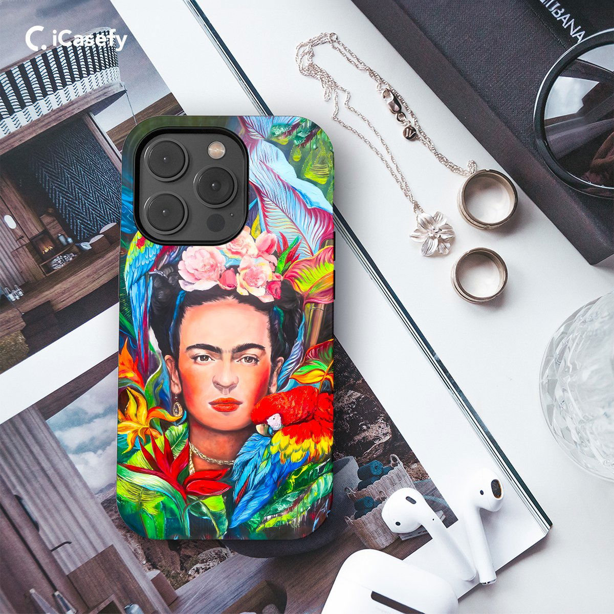 Frida Kahlo Tropical Portrait Feminism Surrealism Phone Case iPhone Samsung Pixel & More - Image 3