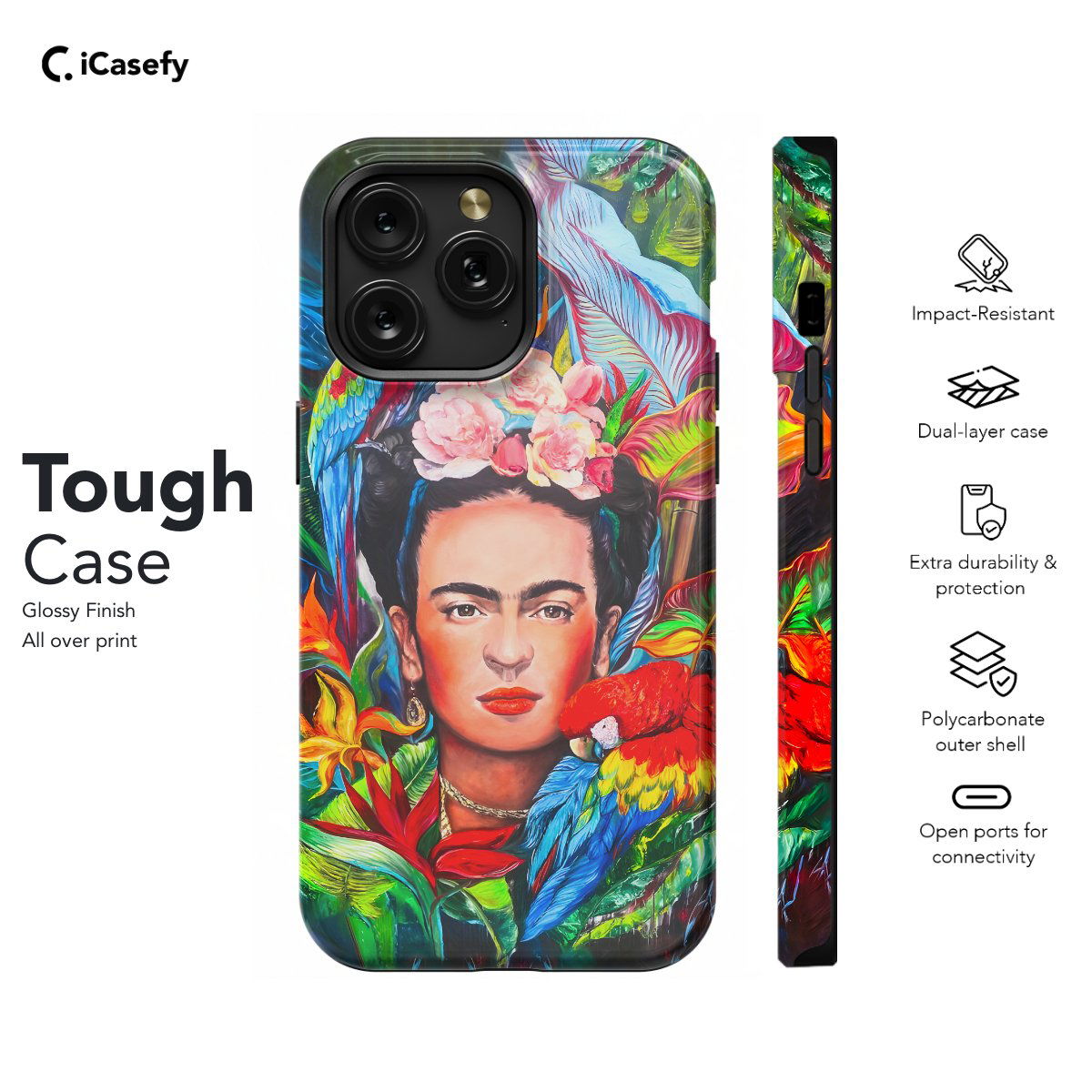 Frida Kahlo Tropical Portrait Feminism Surrealism Phone Case iPhone Samsung Pixel & More - Image 5