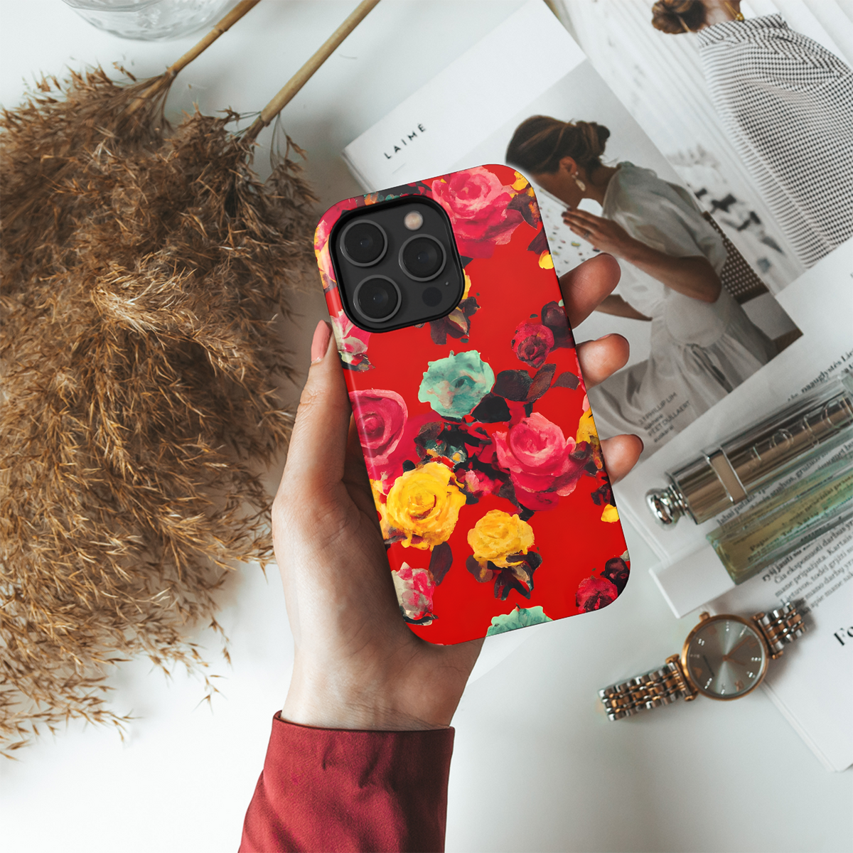 Frida Red Roses Phone Case iPhone Samsung Cover Pixel 3275 - Image 4