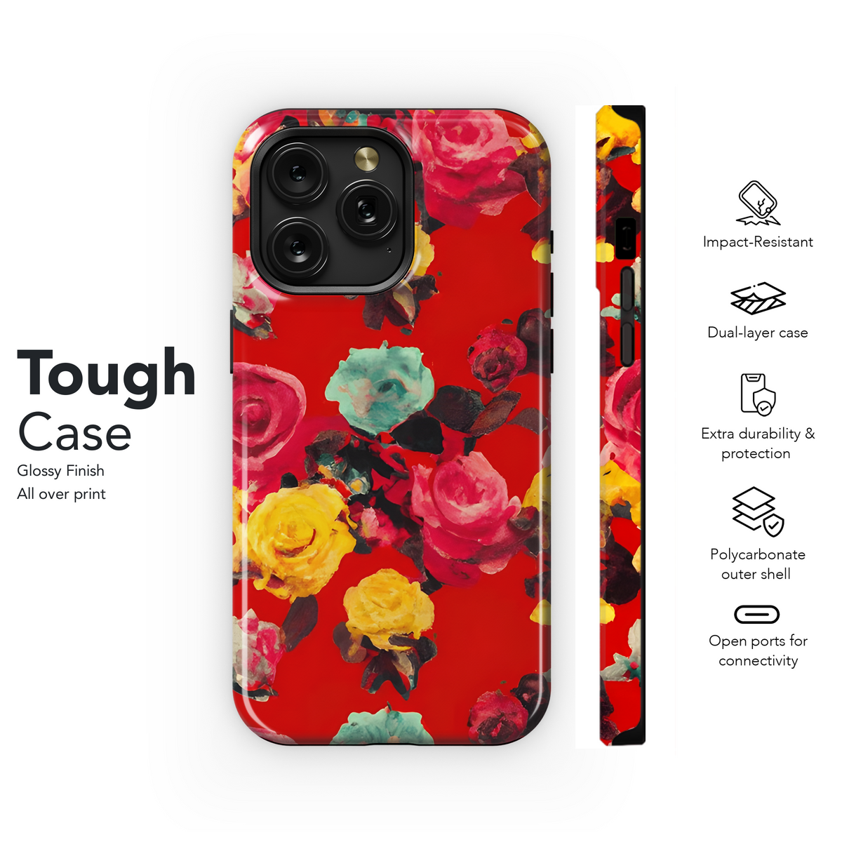 Frida Red Roses Phone Case iPhone Samsung Cover Pixel 3275 - Image 6