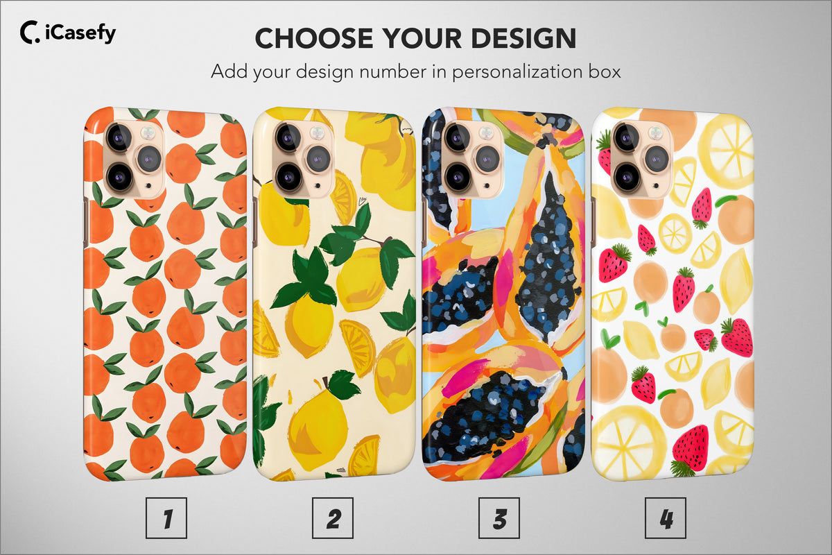 Fruity Phone Case Lemon Orange Strawberry Papaya Cover - Image 1