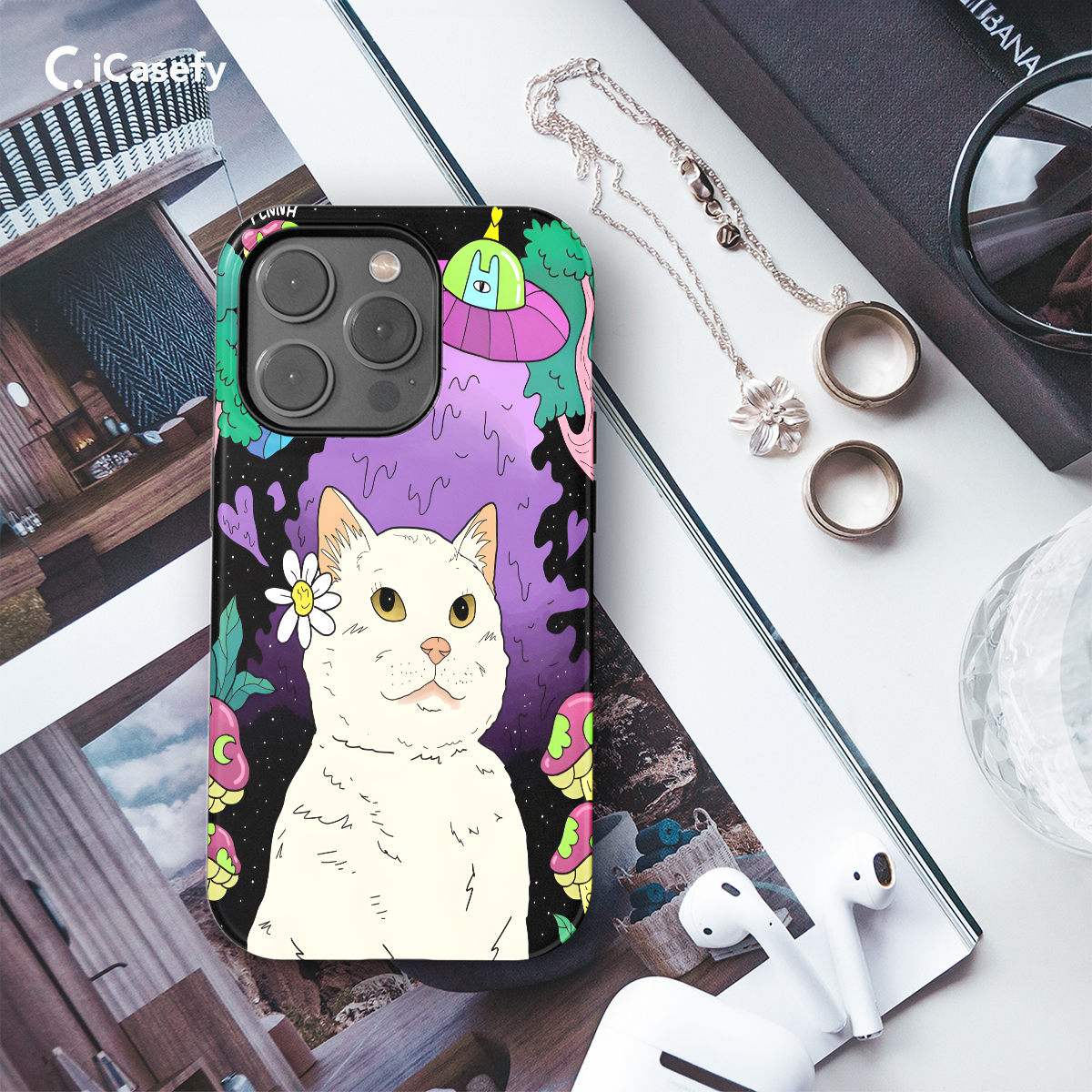 Funky Funny Cat Alien Phone Case iPhone Samsung Cover Pixel 1229 - Image 3