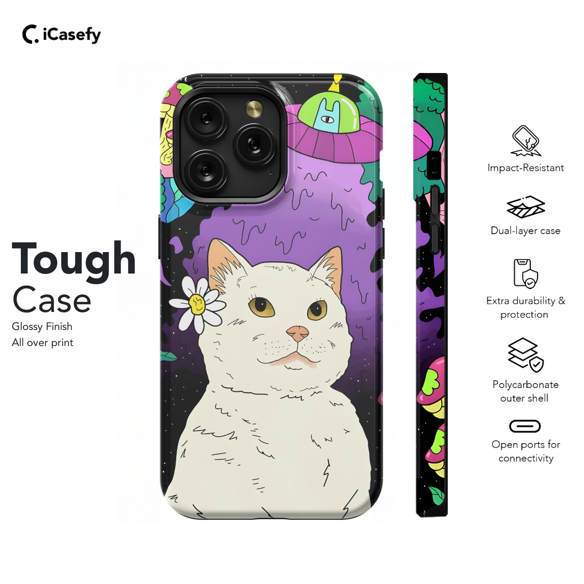 Funky Funny Cat Alien Phone Case iPhone Samsung Cover Pixel 1229 - Image 5