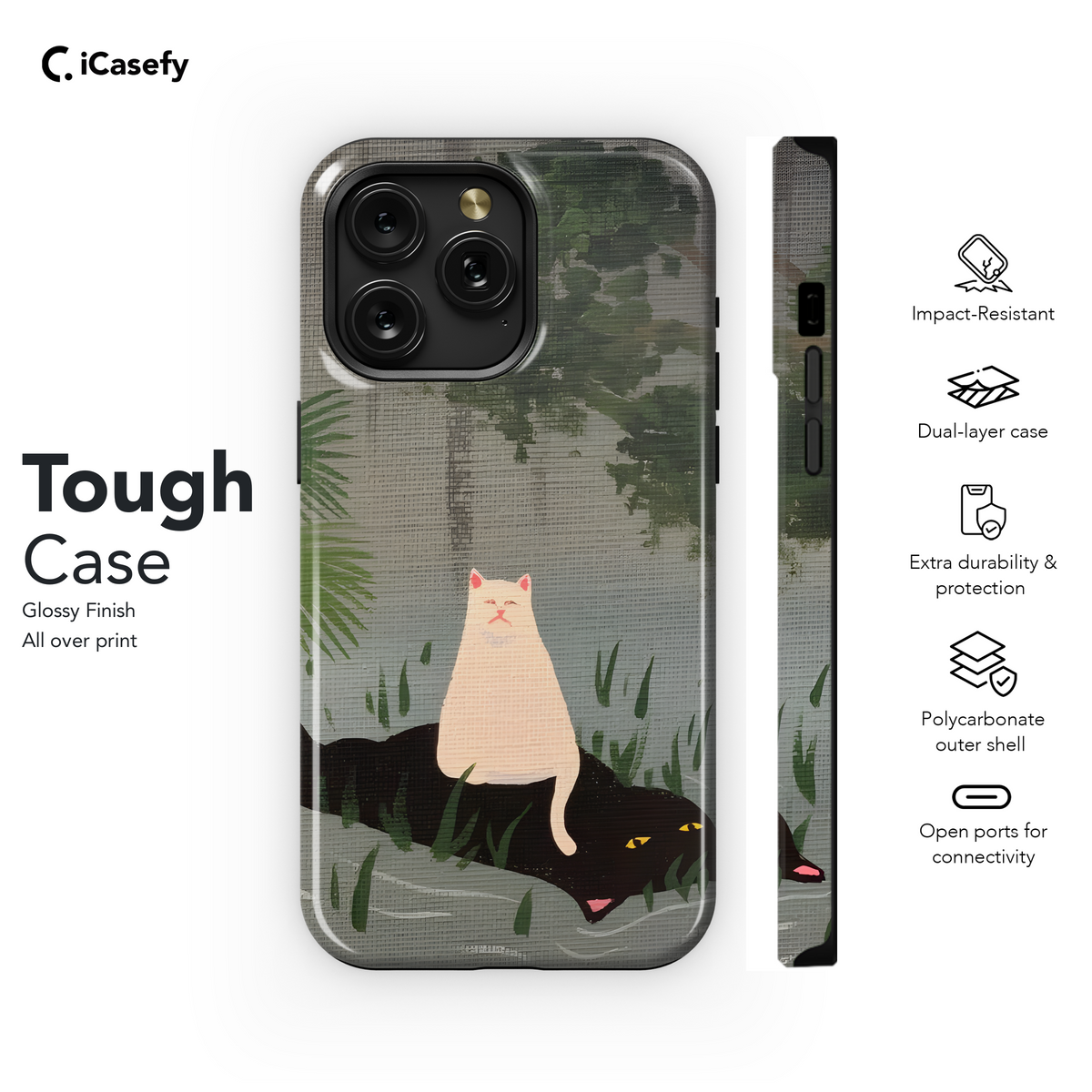 Funny Cat Floating in River Phone Case iPhone Samsung Cover Pixel 1954 - Image 6