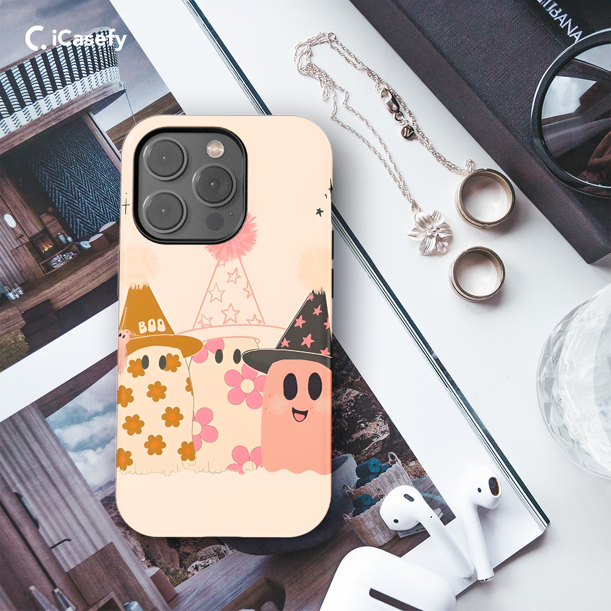 Funny Ghost Halloween Boo Cute Fall Phone Case iPhone Samsung Cover Pixel 1718 - Image 3