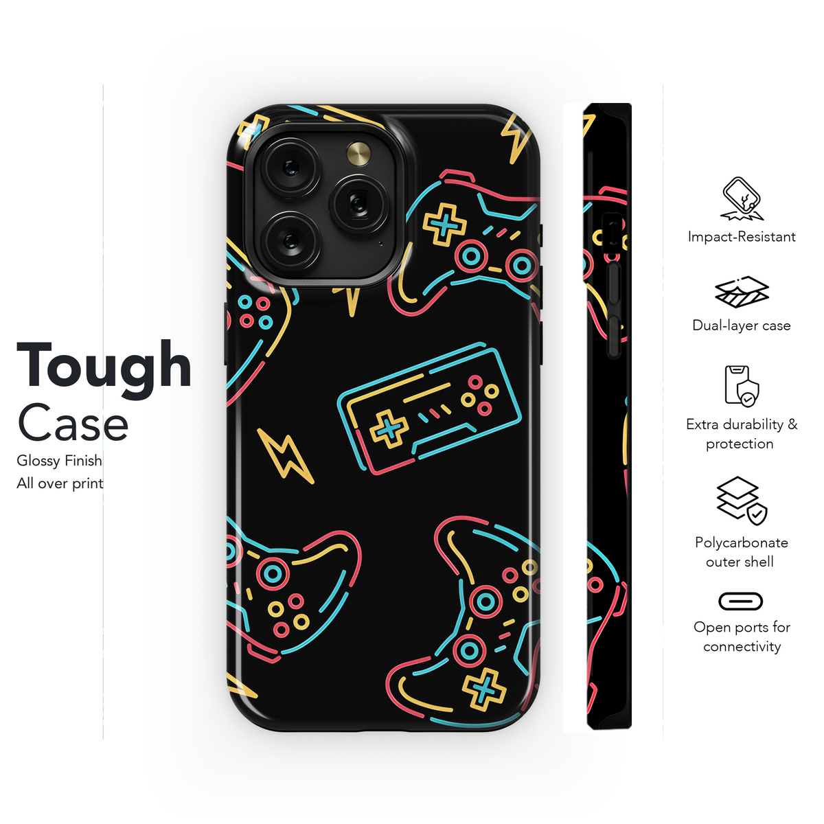 Gamer Seamless Pattern Phone Case iPhone Samsung Cover Pixel 2231 - Image 6