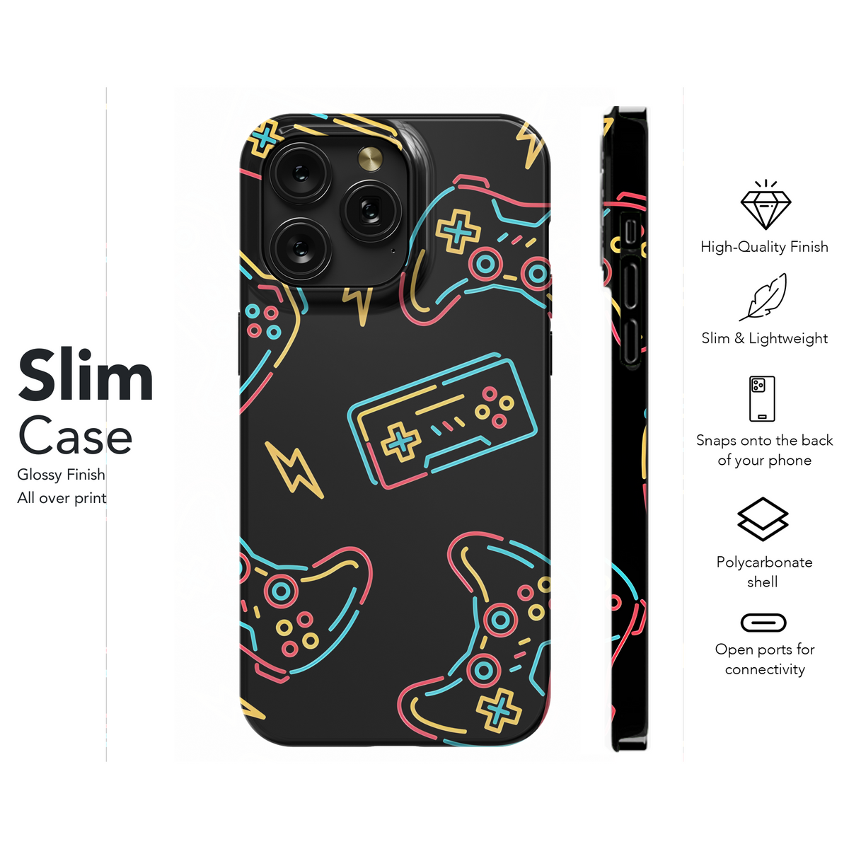 Gamer Seamless Pattern Phone Case iPhone Samsung Cover Pixel 2231 - Image 7