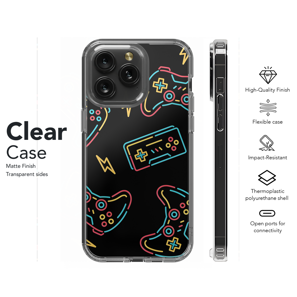 Gamer Seamless Pattern Phone Case iPhone Samsung Cover Pixel 2231 - Image 8