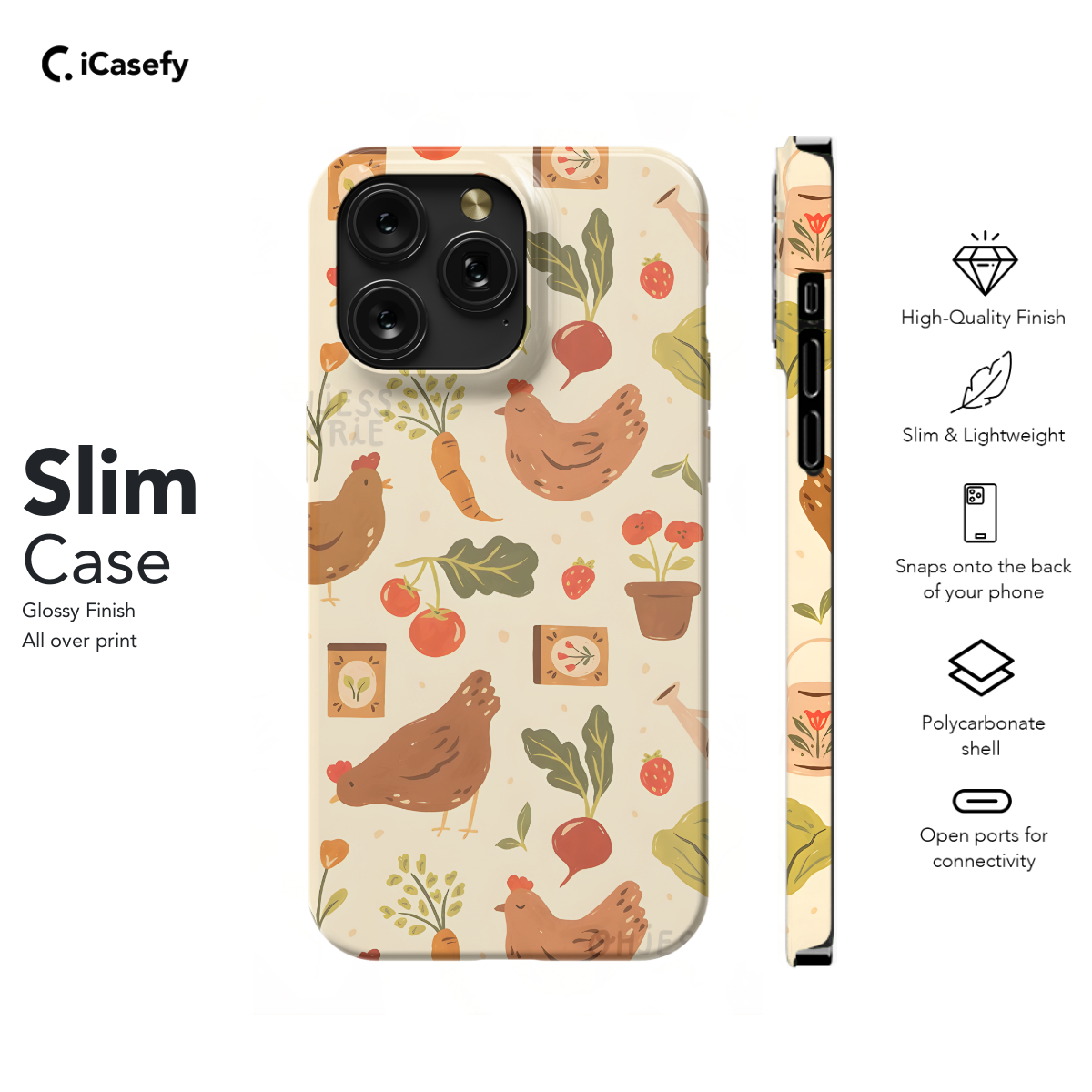 Garden Chickens Pattern Phone Case iPhone Samsung Pixel & More 151 - Image 6