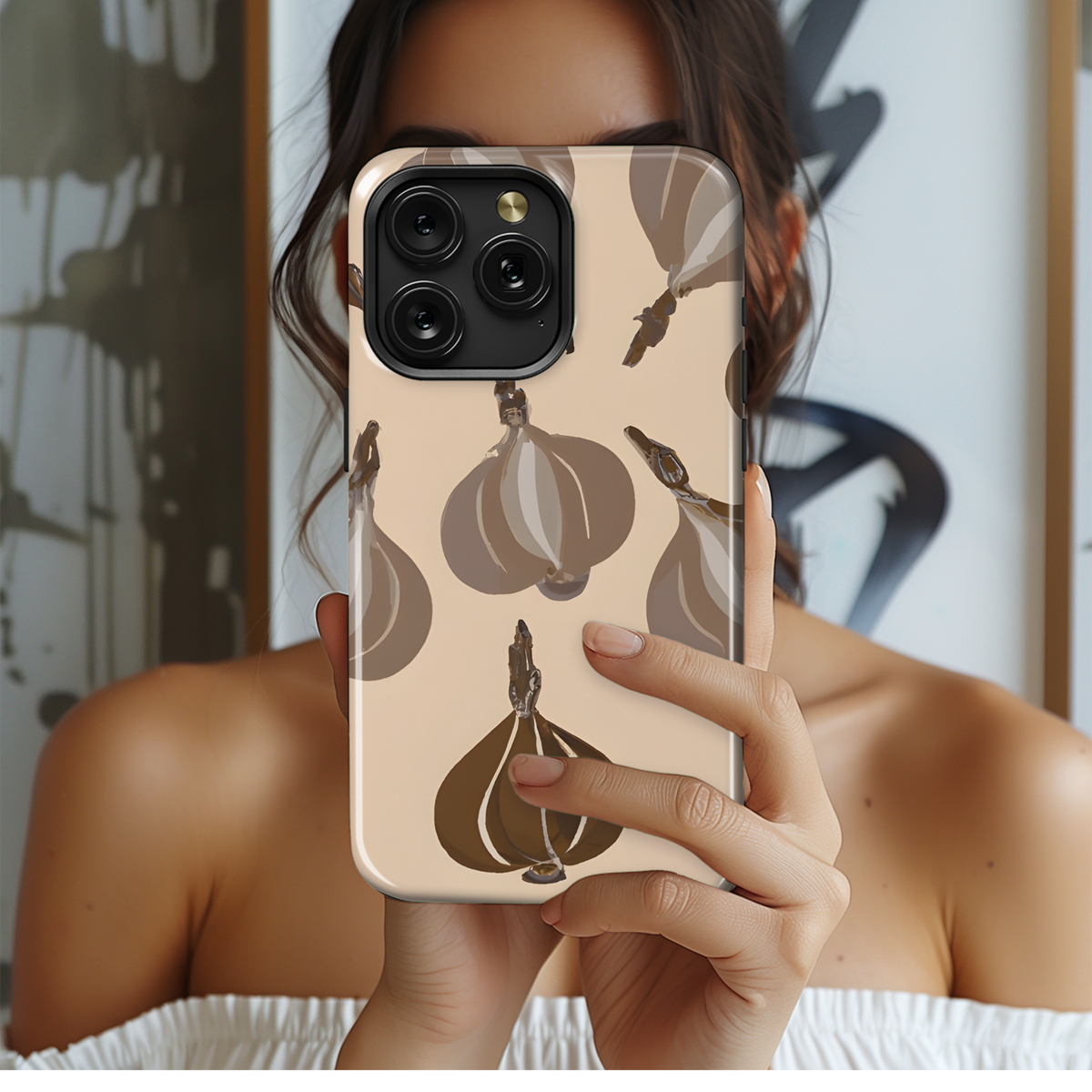 Garlic Deco Mucha Beige Brown Phone Case iPhone Samsung Cover Pixel 3769 - Image 2