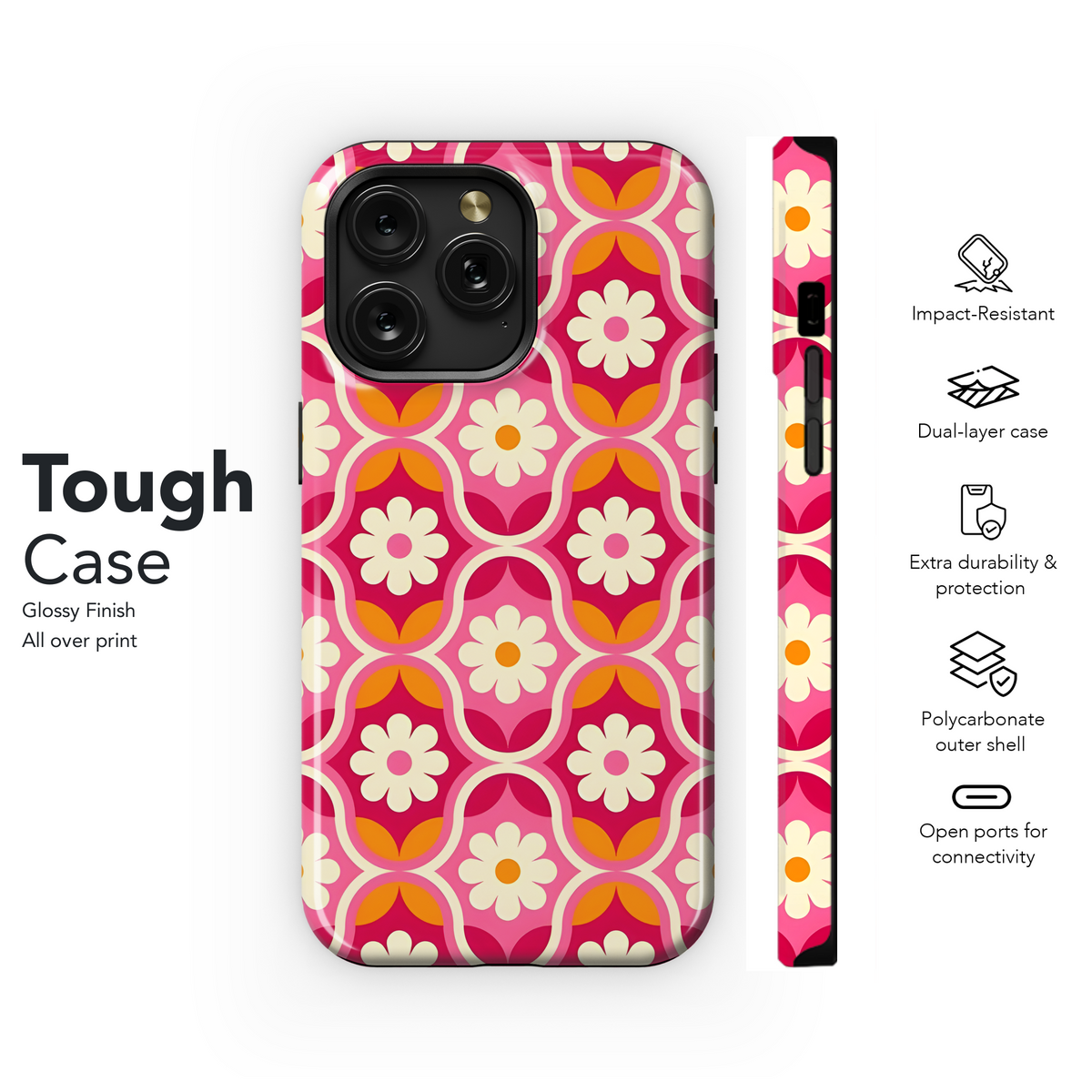 Geometric Retro Flower Phone Case iPhone Samsung Cover Pixel 3167 - Image 6