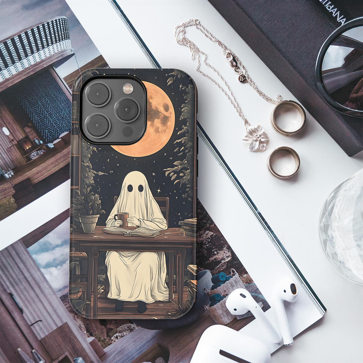 Ghostly Library Night
 Phone Case iPhone Samsung Cover Pixel 4211 - Image 3