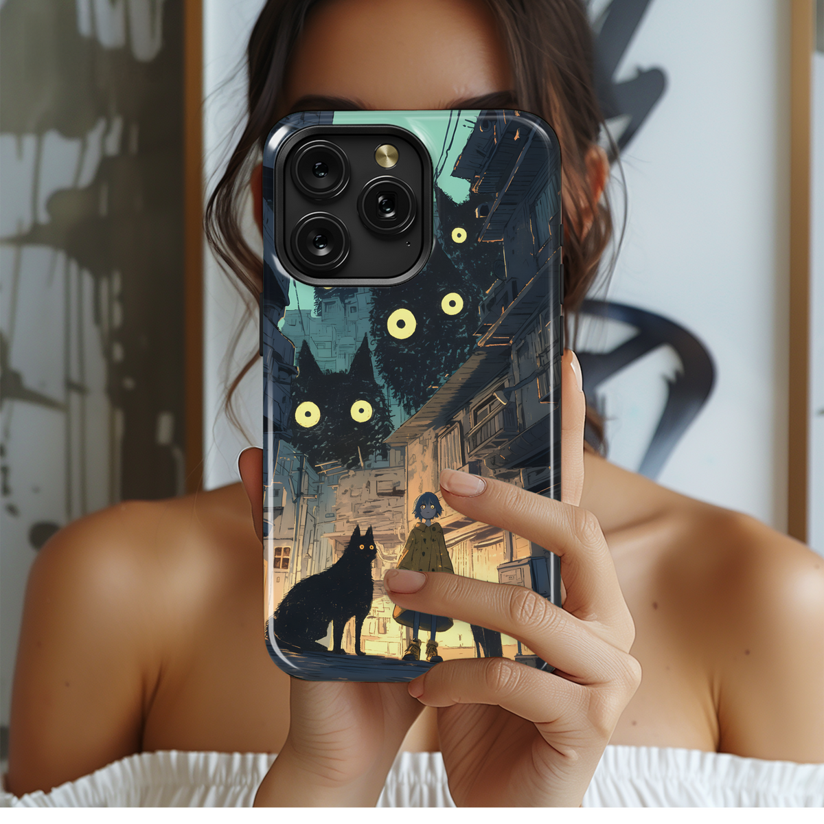 Giant Cats Alleyway Girl
 Phone Case iPhone Samsung Cover Pixel 4301 - Image 2