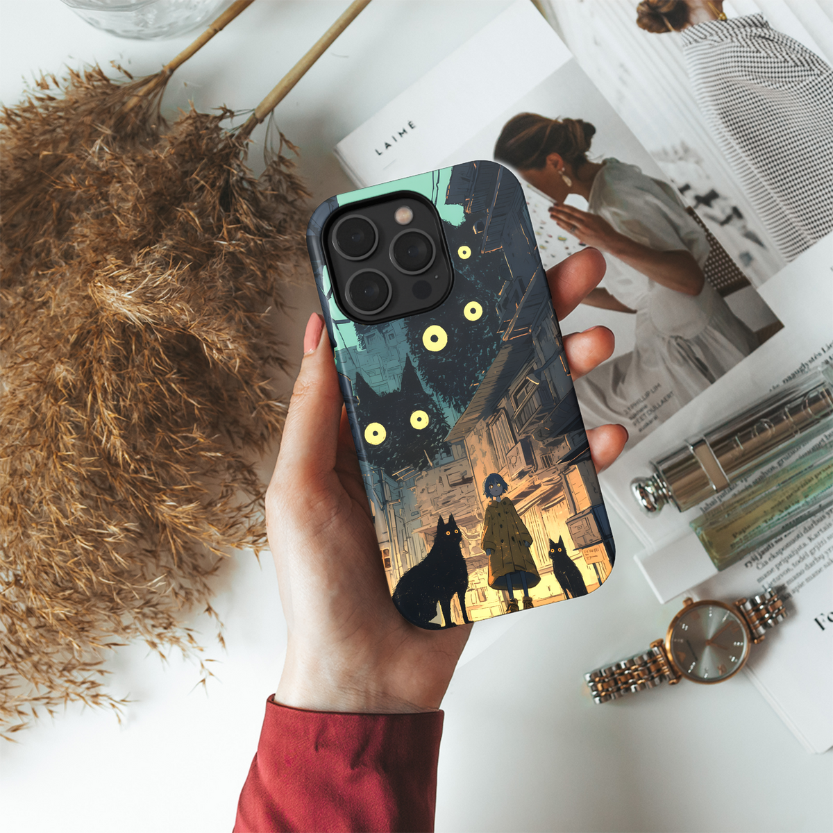 Giant Cats Alleyway Girl
 Phone Case iPhone Samsung Cover Pixel 4301 - Image 4