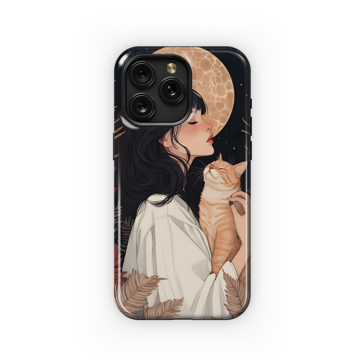 Girl and Cat Phone Case iPhone Samsung Cover Pixel 3630 - Image 1