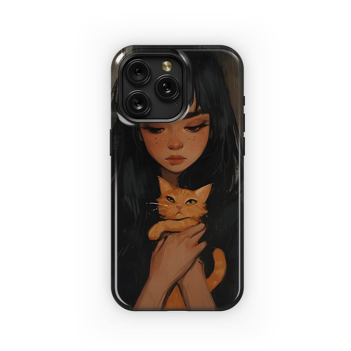 Girl and Cat Phone Case iPhone Samsung Cover Pixel 3634 - Image 1