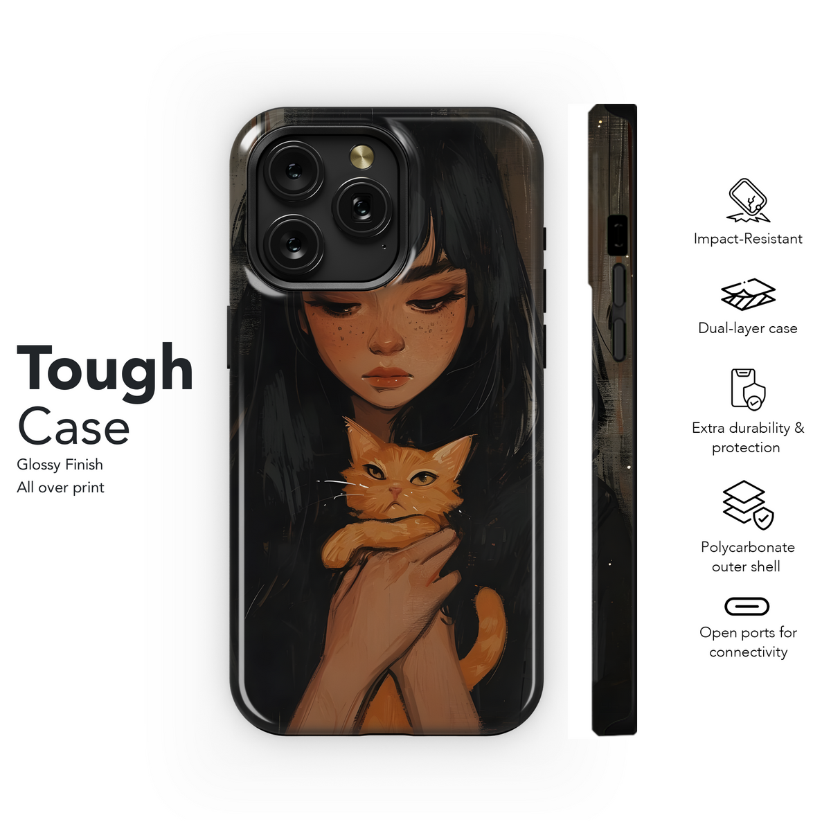 Girl and Cat Phone Case iPhone Samsung Cover Pixel 3634 - Image 6