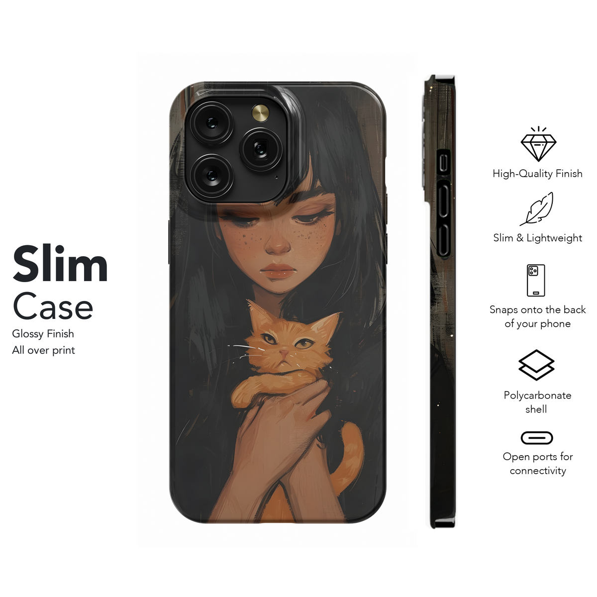 Girl and Cat Phone Case iPhone Samsung Cover Pixel 3634 - Image 7