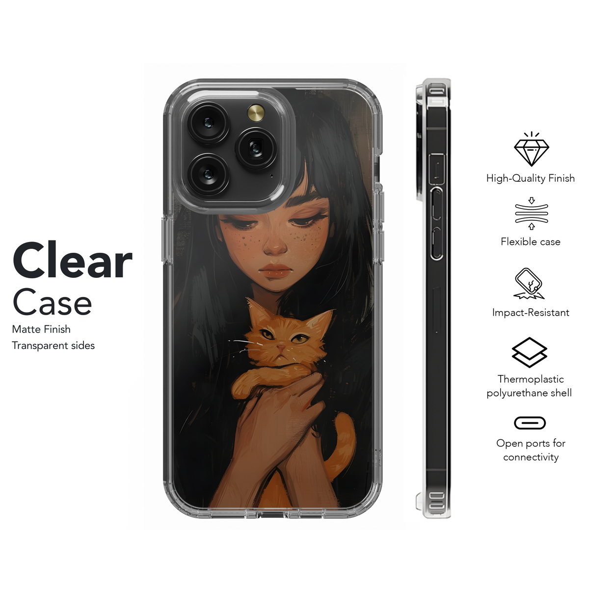 Girl and Cat Phone Case iPhone Samsung Cover Pixel 3634 - Image 8