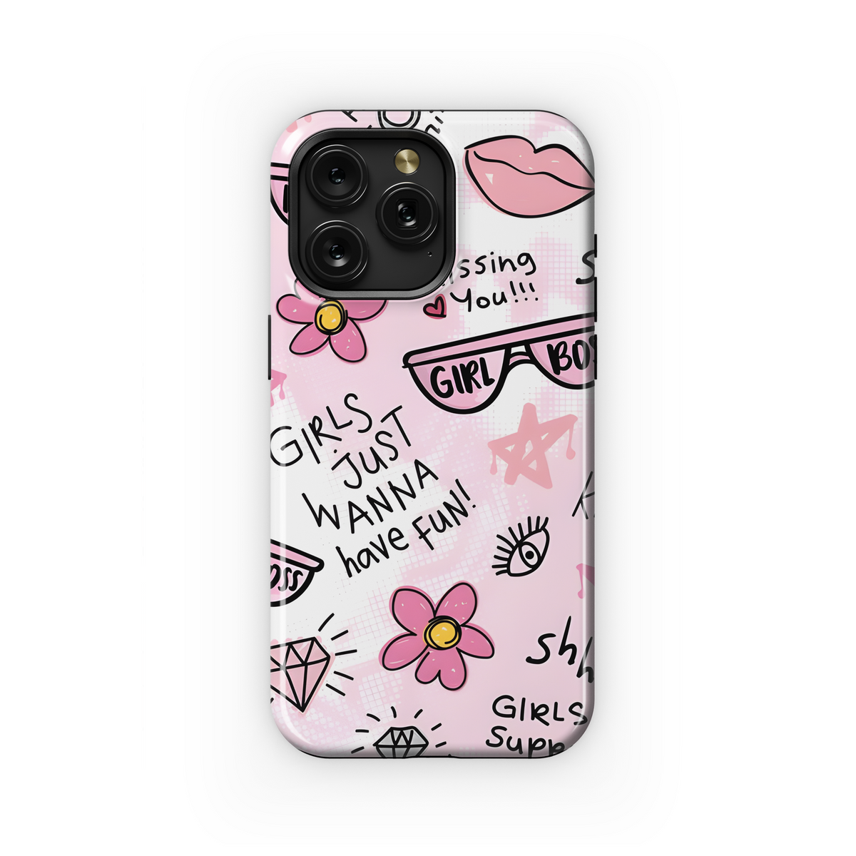 Girl Boss Lips Flowers Phone Case iPhone Samsung Cover Pixel 3170 - Image 1