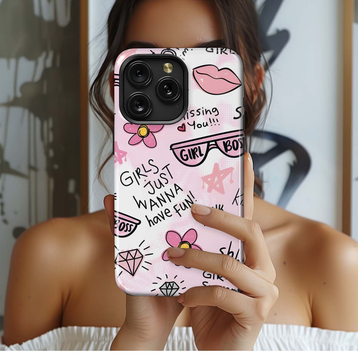 Girl Boss Lips Flowers Phone Case iPhone Samsung Cover Pixel 3170 - Image 2