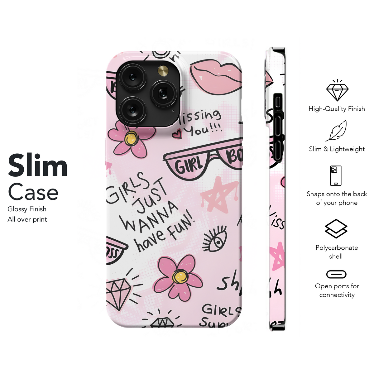 Girl Boss Lips Flowers Phone Case iPhone Samsung Cover Pixel 3170 - Image 7