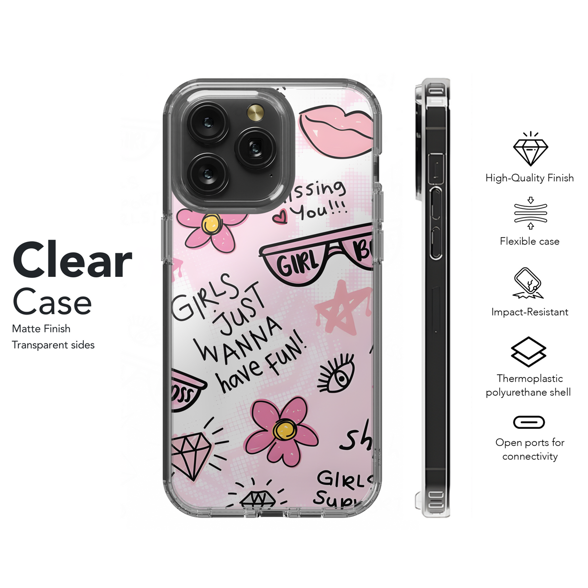 Girl Boss Lips Flowers Phone Case iPhone Samsung Cover Pixel 3170 - Image 8