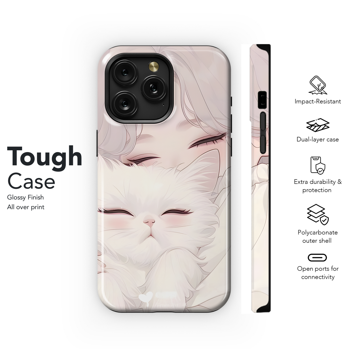 Girl & Fluffy Cat Dream Phone Case iPhone Samsung Cover Pixel 4007 - Image 6