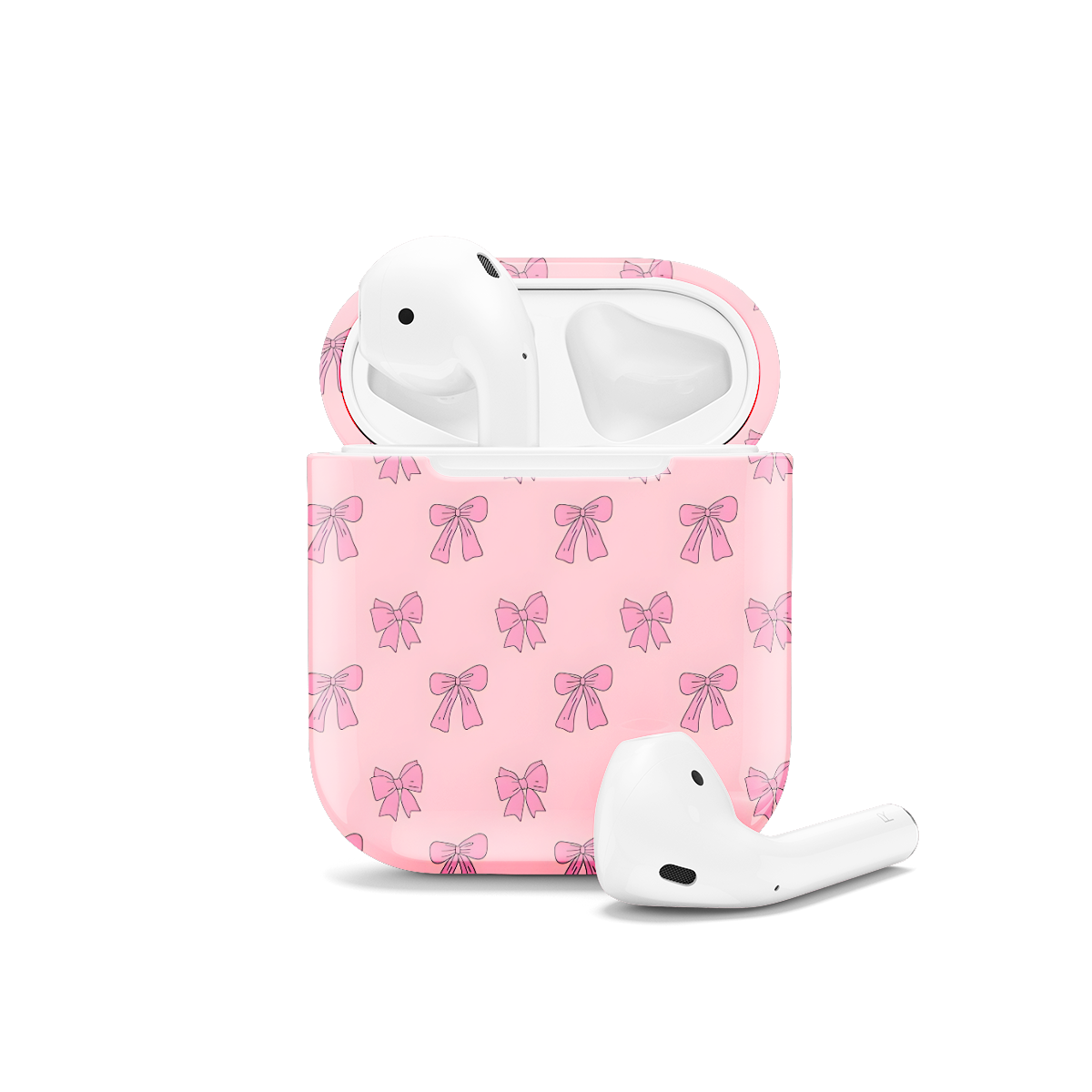 Girly Pink Coquette Bows AirPods Case AirPods Pro AirPods Pro 2 AirPods 3 AirPods 2 Glossy 1163 - Image 1