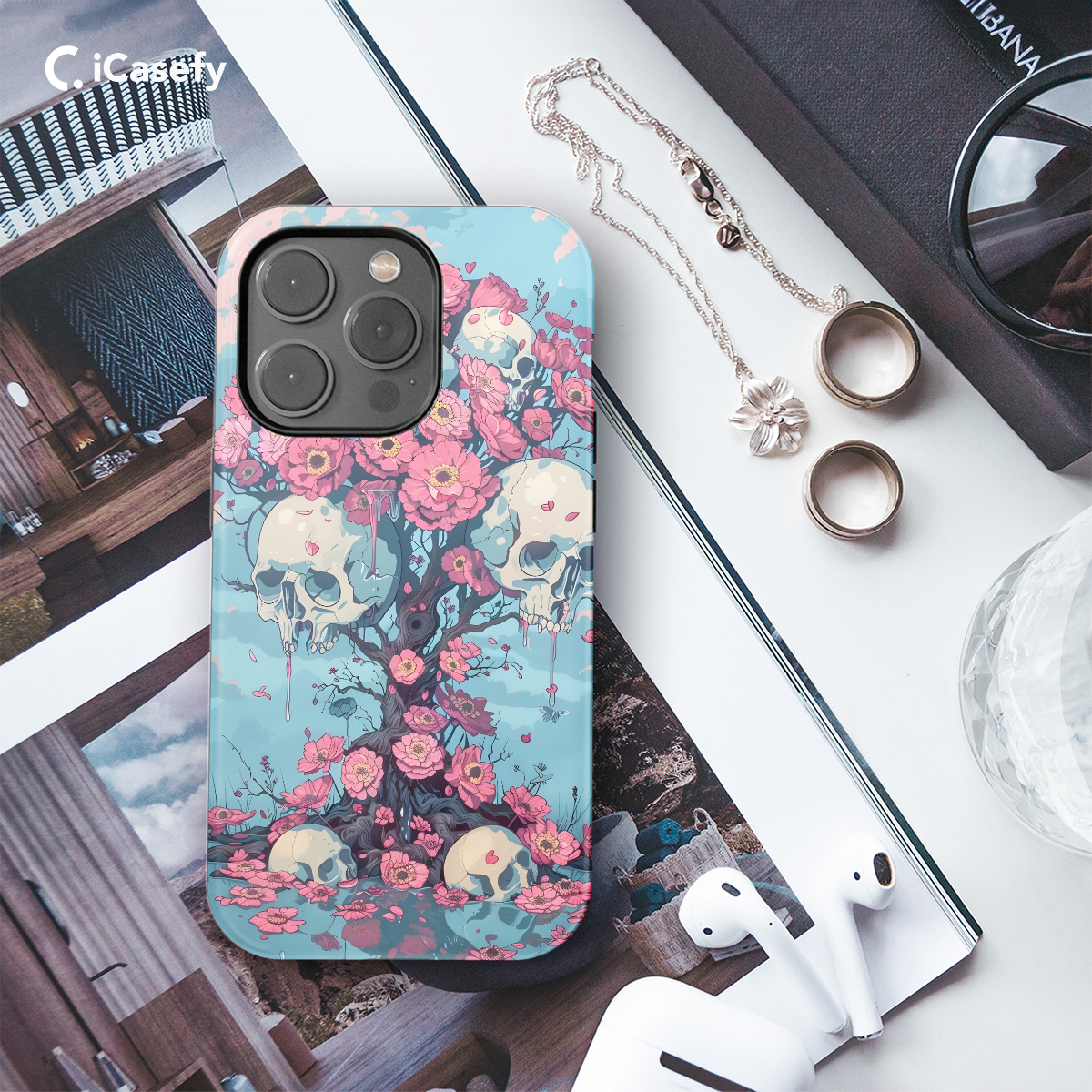 Gohic Skull Floral Tree Phone Case iPhone Samsung Cover Pixel 1388 - Image 3