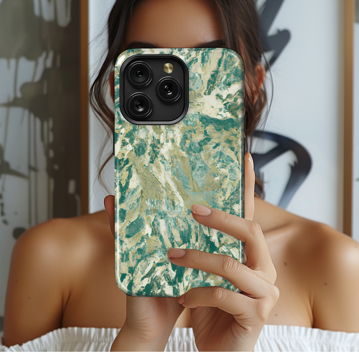 Gold Marble Green Gray Phone Case iPhone Samsung Cover Pixel 3337 - Image 2