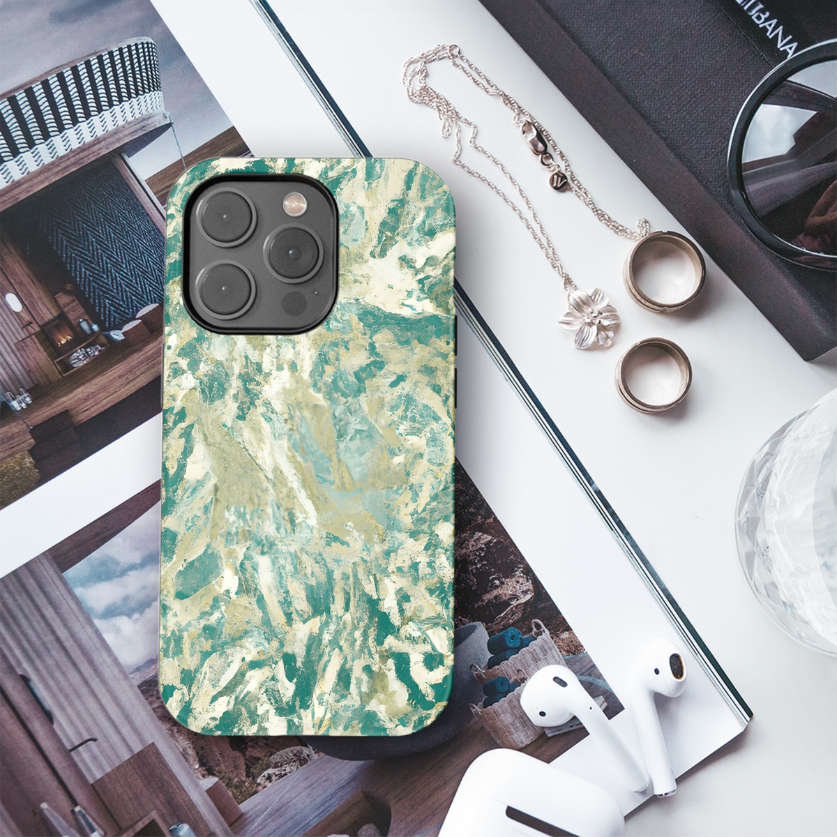 Gold Marble Green Gray Phone Case iPhone Samsung Cover Pixel 3337 - Image 3