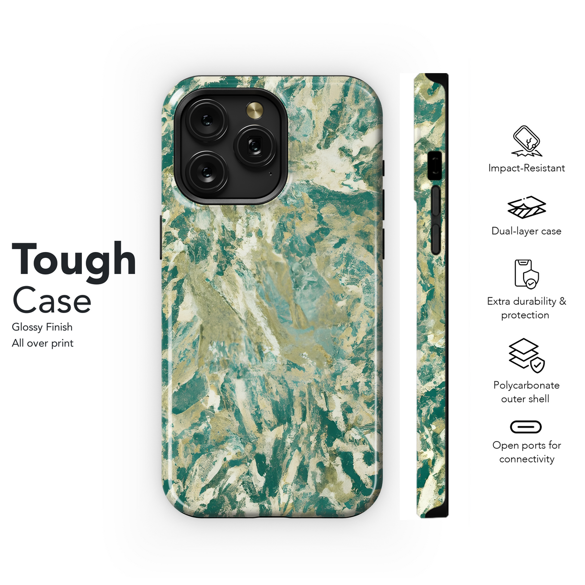 Gold Marble Green Gray Phone Case iPhone Samsung Cover Pixel 3337 - Image 6