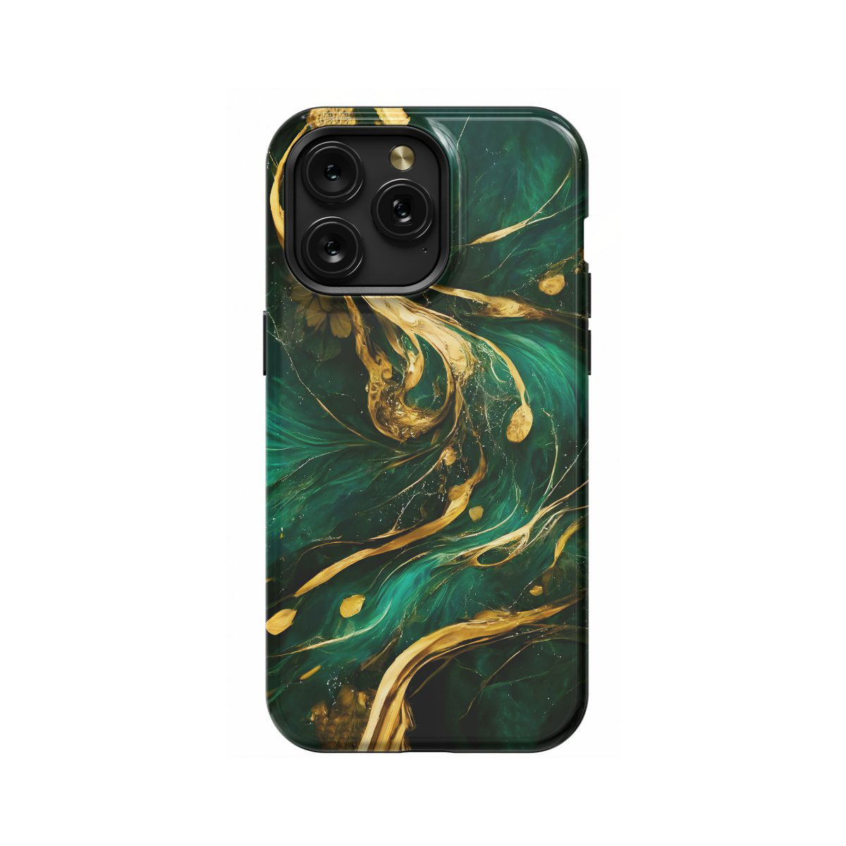 Golden Green Marble Wavy Phone Case iPhone Samsung Pixel & More - Image 1