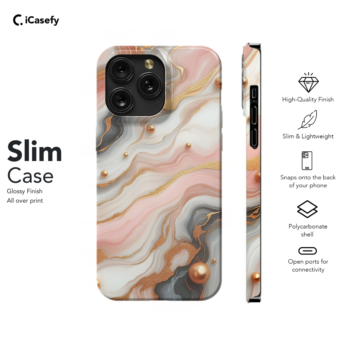 Golden Pink Marble Phone Case iPhone Samsung Pixel & More 176 - Image 6