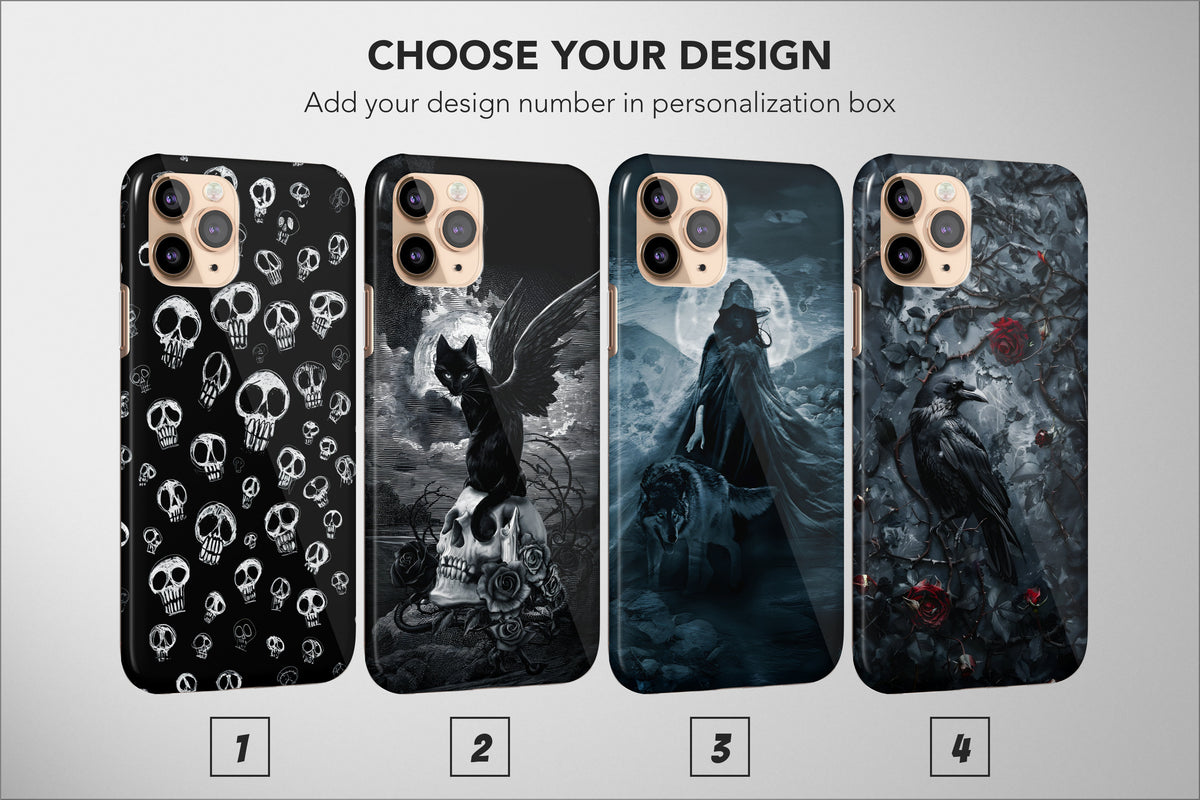 Goth Phone Case Gothic Witchy Skull Dark Crow Aesthetic Night Cover - Image 1