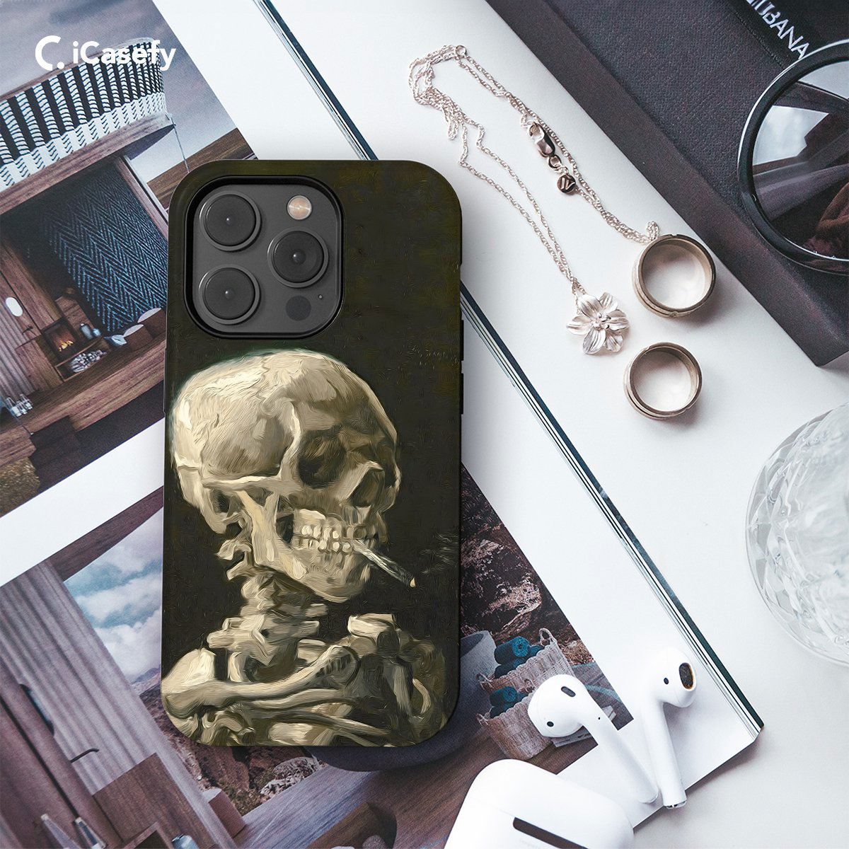 Goth Skeleton Smoking Phone Case iPhone Samsung Pixel & More - Image 3