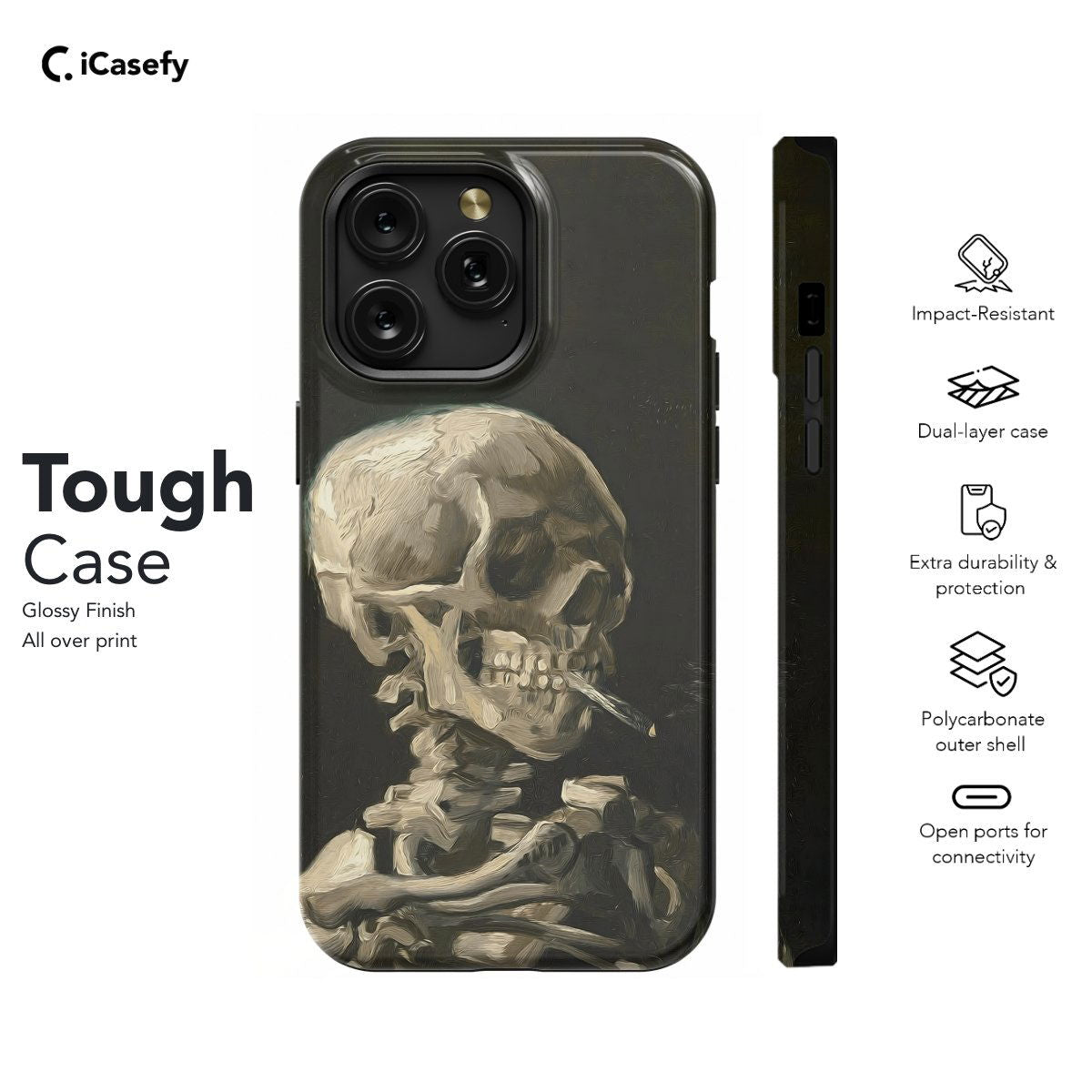 Goth Skeleton Smoking Phone Case iPhone Samsung Pixel & More - Image 5