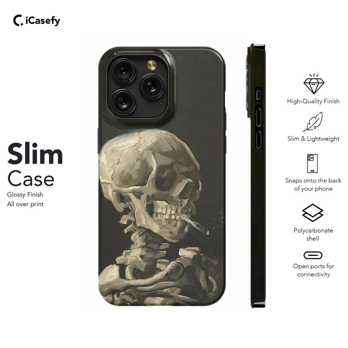 Goth Skeleton Smoking Phone Case iPhone Samsung Pixel & More - Image 6