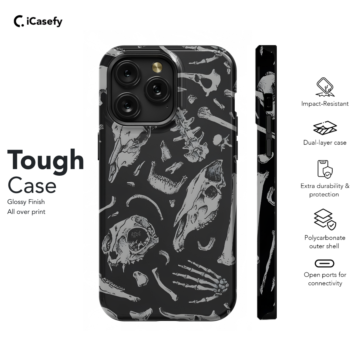 Gothic Animal Skull Phone Case for iPhone, Samsung, and Pixel - Design 615 - Image 5