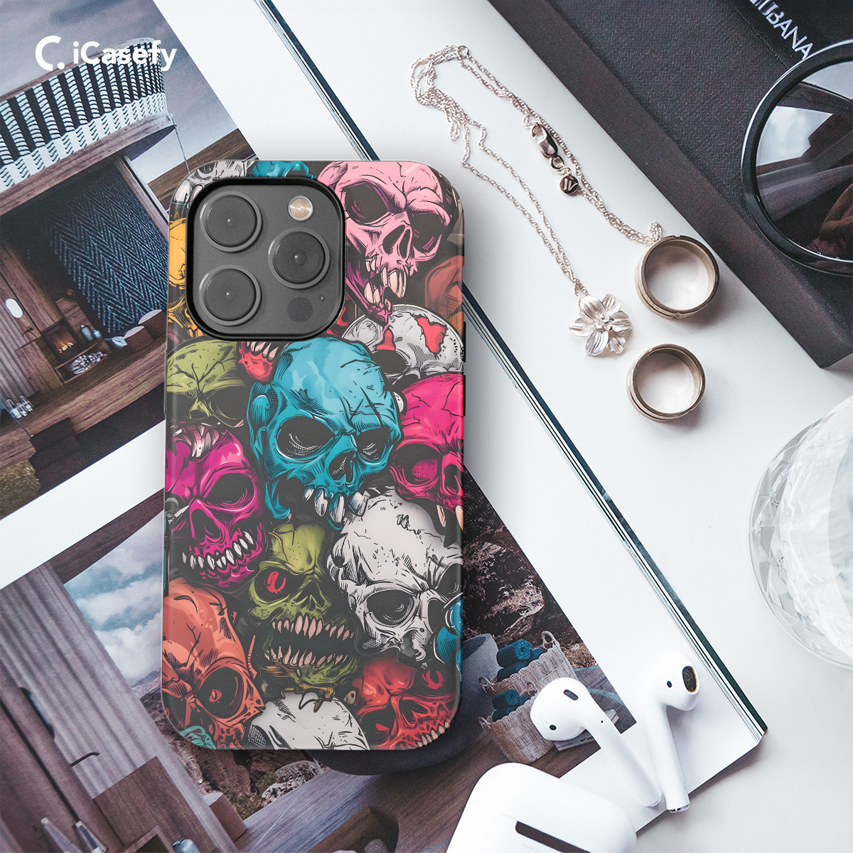 Gothic Colorful Skulls Aesthetic Phone Case iPhone Samsung Pixel & More 86 - Image 3