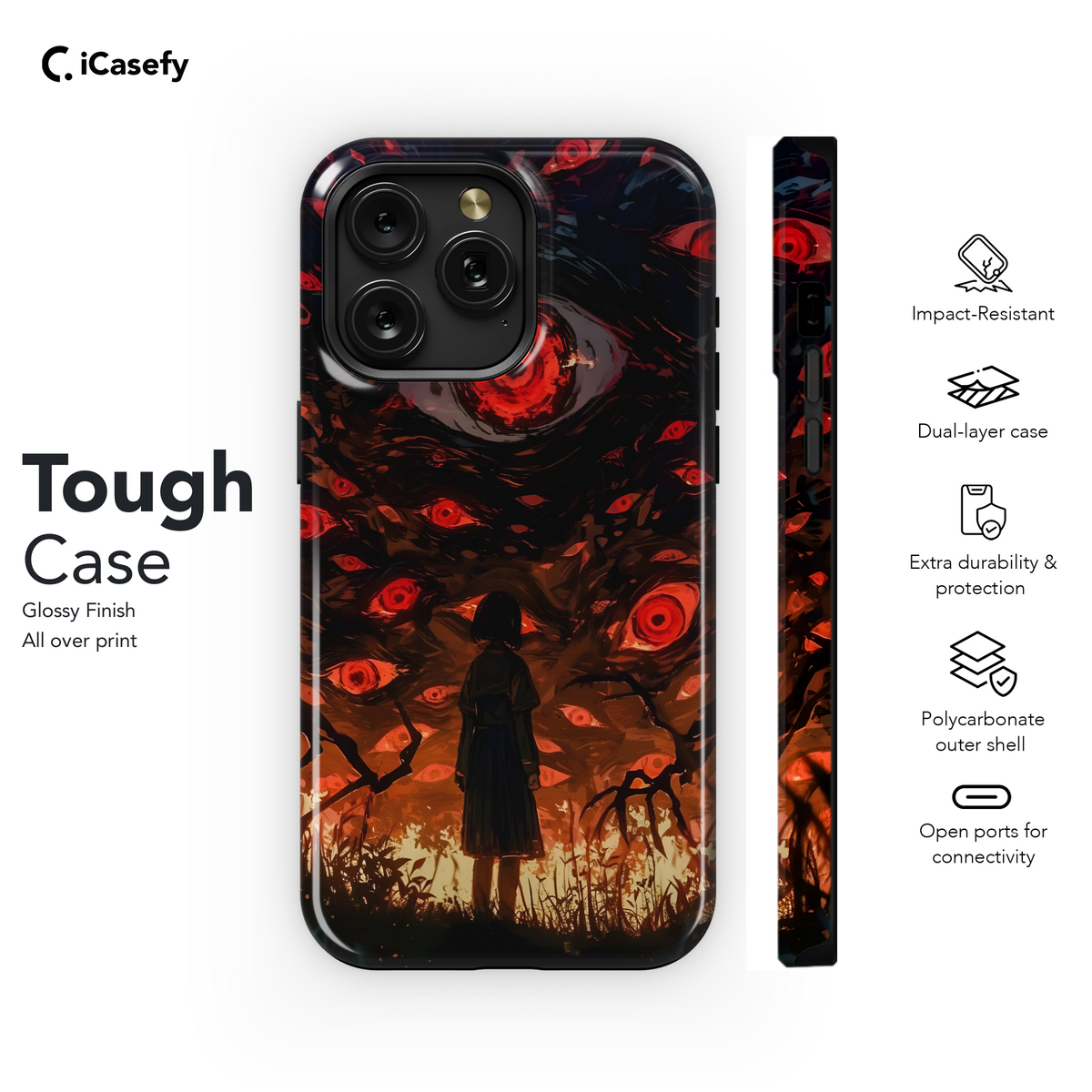 Gothic Horror Red Evil Sky Eyes Phone Case iPhone Samsung Cover Pixel 1824 - Image 6