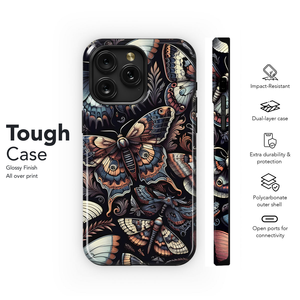 Gothic Moths and Butterflies Phone Case iPhone Samsung Cover Pixel 2740 - Image 6