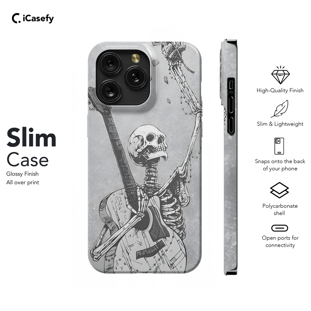 Gothic Skeleton Red Rose Guitar Phone Case iPhone Samsung Cover Pixel 1770 - Image 7